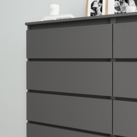 Современная мебель высокий комод с 10 выдвижными ящиками как ИКЕА МАЛЬМ в спальню | узкий комод в гостиную, прихожую для вещей и одежды, графит МК 1200.10 (МП) МС мори, купить недорого в фирменном салоне магазине «Моя Мебель», всего за 17 430 руб.
