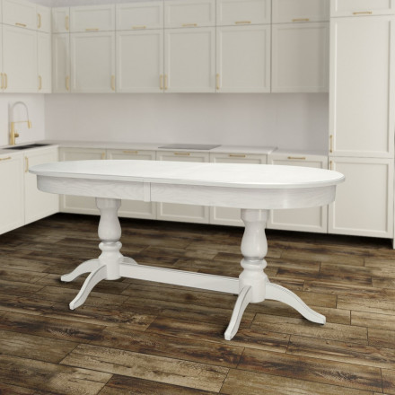 Современная мебель кухонный стол раздвижной овальный | стол обеденный Раздвижной большой | стол раскладной кухонный | большой раскладной обеденный стол | стол в гостиную в современном стиле | дерево массив шпон МДФ Tarun 3 белый / серебро, купить недорого в фирменном салоне магазине «Моя Мебель», всего за 44 790 руб.