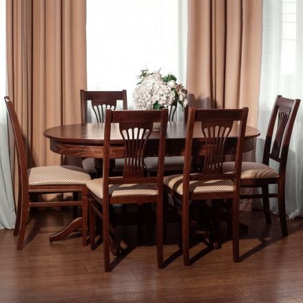 Современная мебель кухонный стол раздвижной овальный | стол обеденный Раздвижной большой | стол раскладной кухонный | большой раскладной обеденный стол | стол в гостиную в современном стиле | дерево массив шпон МДФ Tarun 3 орех, купить недорого в фирменном салоне магазине «Моя Мебель», всего за 42 540 руб.