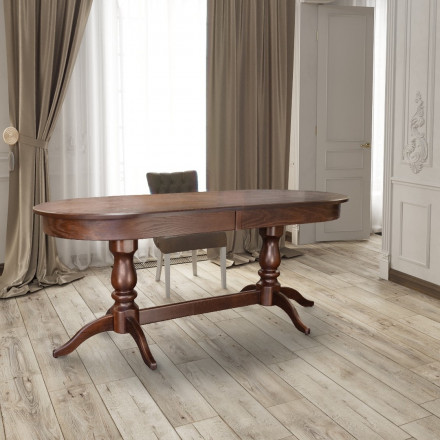 Современная мебель кухонный стол раздвижной овальный | стол обеденный Раздвижной большой | стол раскладной кухонный | большой раскладной обеденный стол | стол в гостиную в современном стиле | дерево массив шпон МДФ Tarun 3 орех, купить недорого в фирменном салоне магазине «Моя Мебель», всего за 42 540 руб.